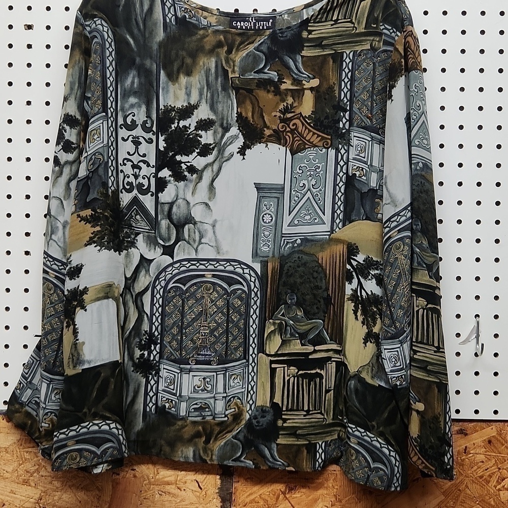 Carole Litttle petites size 14 100% silk vintage long sleeve blouse